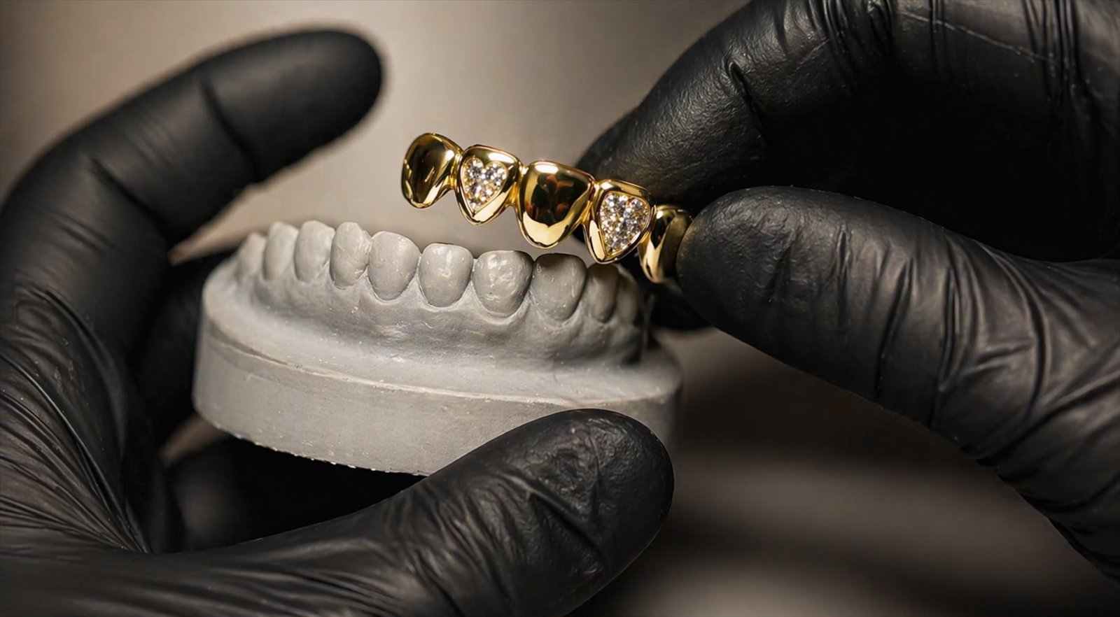 Where jewelry meets precision — a dental jewel held in the atelier, Atelier Fabbro